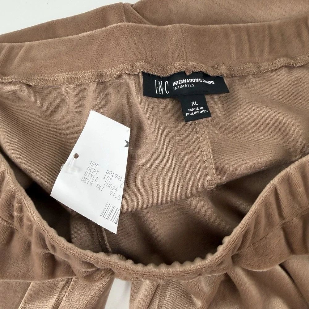 Inc International Concepts Pants Womens XL Tan Velour Lounge Pajama PJs NWT Flaw